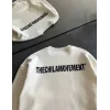 Kışlık Bisiklet Yaka Oversize Baskılı SweatShirt - Beyaz