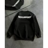 Kışlık Bisiklet Yaka Oversize Baskılı SweatShirt - Siyah
