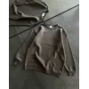 Kışlık Bisiklet Yaka Üç İplik Basic SweatShirt - Füme