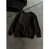 Kışlık Bisiklet Yaka Üç İplik Basic SweatShirt - Siyah