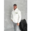 Kışlık Üç İplik Kapşonlu SweatShirt - Beyaz
