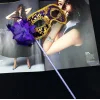 Lüks Taşlı Saplı Maskeli Balo Maskesi Mor Renk 35 cm