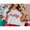 Merry Baskılı T-shirt - Beyaz