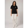 Minimal Geyik Logolu Tişört Bisiklet Yaka Kısa Kol Yazlık T-Shirt - Siyah