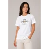 Müzik Temalı Baskılı Tişört Bisiklet Yaka Kısa Kol T-Shirt - Beyaz