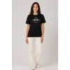 Müzik Temalı Baskılı Tişört Bisiklet Yaka Kısa Kol T-Shirt - Siyah
