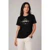 Müzik Temalı Baskılı Tişört Bisiklet Yaka Kısa Kol T-Shirt - Siyah