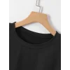 New York Baskılı Oversize Bisiklet Yaka T-shirt - Siyah