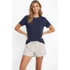 Osy Modal Yumuşak Dokulu Kumaş Bisiklet Yaka T-shirt - İndigo