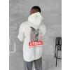 Oversize Üç İplik Kapüşonlu SweatShirt - Beyaz
