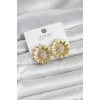 Papatya Model Zirkon Taşlı Pirinç Gold Renk Kadın Küpe - TJ-BKP11779
