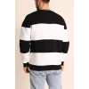 Parçalı Bisiklet Yaka Baskılı SweatShirt - Siyah