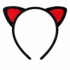 Peluş Kedi Kulak Taç Kırmızı Siyah – Çocuk Parti & Kostüm Tacı