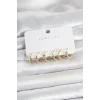 Pirinç Gold Renk Botega Model Kadın Küpe Seti