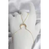 Pirinç Gold Renk Hilal Model Zirkon Taşlı Kadın Şahmeran - TJ-SN751