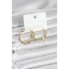 Pirinç Gold Renk Minimal Kare Halka Kadın Küpe - TJ-BKP11775