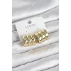 Pirinç Gold Renk Üçlü Görünüm Kadın Küpe - TJ-BKP11755