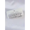 Pirinç Gümüş Renk Oval Bombeli Küpe Seti - TJ-BKP8997