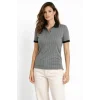 Polo Yaka Çizgili Tişört Kısa Kol Düğmeli Yazlık T-Shirt - Gri