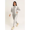 Premium Parçalı Eşofman Takım - Dik Yaka Fermuarlı Sweatshirt - Gri