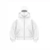 Samuray Ninja Çift Kapşonlu ZIP Fermuarlı Kanguru Çepli Tam Fermuarlı Hoodie Swetshirt - Beyaz