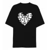 Sevgililer Günü İçin Özel Tasarım Love Kalp Baskılı T-shirt - Siyah