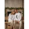 Sevgililer Günü Özel Bisiklet Yaka Aslan Baskılı Oversize Sweatshirt - Beyaz