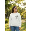 Sevgililer Günü Özel Bisiklet Yaka Baskılı Oversize Sweatshirt - Beyaz