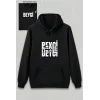 Sevgililer Günü Özel Kapüşonlu Beyci Baskılı Oversize Sweatshirt - Siyah