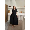 Siyah Müslin Uzun Elbise