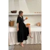 Siyah Müslin Uzun Elbise