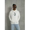 Siyah Oversize Hoodie - Sırt Baskılı Survivor Penguin Temalı, Felsefi Yazılı Kapüşonlu Sweatshirt - Beyaz