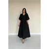 Siyah Pileli Uzun Elbise