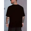 Sporda Günlük Hayata Giyilebilir GYM Baskılı Oversize Bisiklet Yaka Erkek T-shirt - Siyah