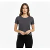 T-Shirt Bisiklet Yaka Slim Fit Likralı Tişört Günlük Basic Body - Füme