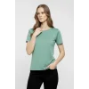 T-Shirt Bisiklet Yaka Slim Fit Likralı Tişört Günlük Basic Body - Mint Yeşili