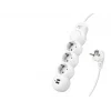Termal Akım Korumalı Uzatma Kablosu 3 Priz + 2X Usb 2.1A Anahtarlı 2 M - Beyaz 3393-01