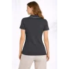 Triko Kumaş Yakalı Düğmesiz Açık Yaka Fitilli Kısa Kollu Regular Fit Tişört T-shirt - Siyah