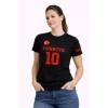 TÜRKİYE Ay Yıldız Baskılı 10 Numara Forma Tişört Taraftar T-Shirt - Siyah