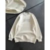 Üç İplik Bisiklet Yaka Baskılı SweatShirt - Beyaz