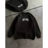 Üç İplik Bisiklet Yaka Baskılı SweatShirt - Siyah