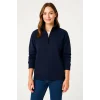 Üç İplik Dık Yaka Yarım Fermuarlı SweatShirt - Lacivert