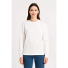 Üç İplik Düz Bisiklet Yaka SweatShirt - Beyaz