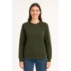 Üç İplik Düz Bisiklet Yaka SweatShirt - Haki