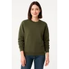 Üç İplik Düz Bisiklet Yaka SweatShirt - Haki