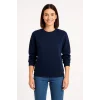 Üç İplik Düz Bisiklet Yaka SweatShirt - Lacivert