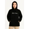 Üç İplik Kapşonlu ön Ve Arka Baskılı SweatShirt Hoodie- Siyah