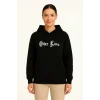 Üç İplik Kapşonlu ön Ve Arka Baskılı SweatShirt Hoodie- Siyah