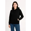 Üç İplik Kapüşonlu Kanguru Çepli SweatShirt Hoodie - Siyah