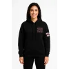 Üç İplik Kapüşonlu Ön Ve Arka Baskılı SweatShirt Hoodie - Siyah